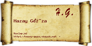 Hazay Géza névjegykártya